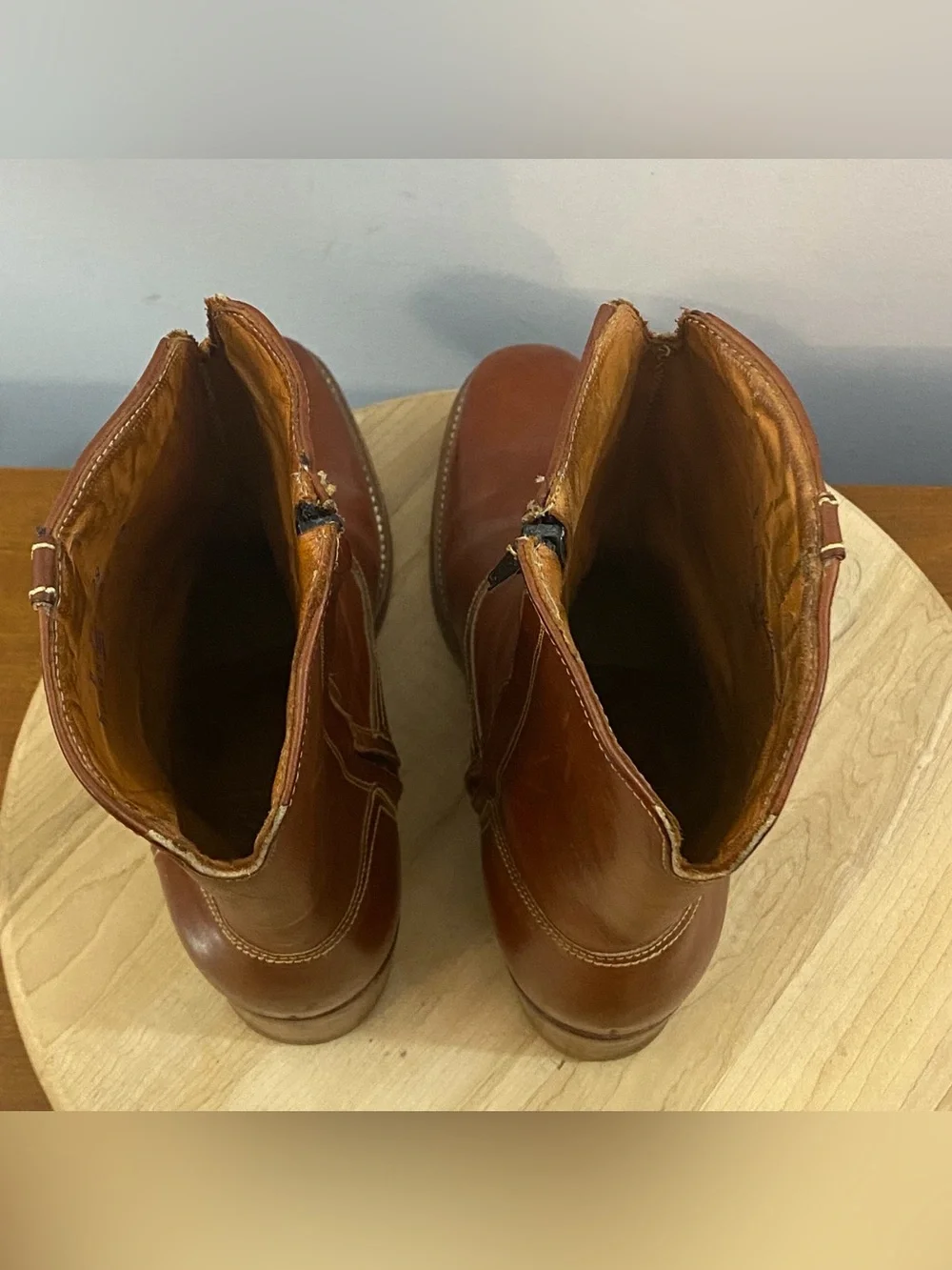 Florsheim Weeds Vintage 70s Brown Leather Cowboy Roper Boots Men’s 8 D‎ Side Zip